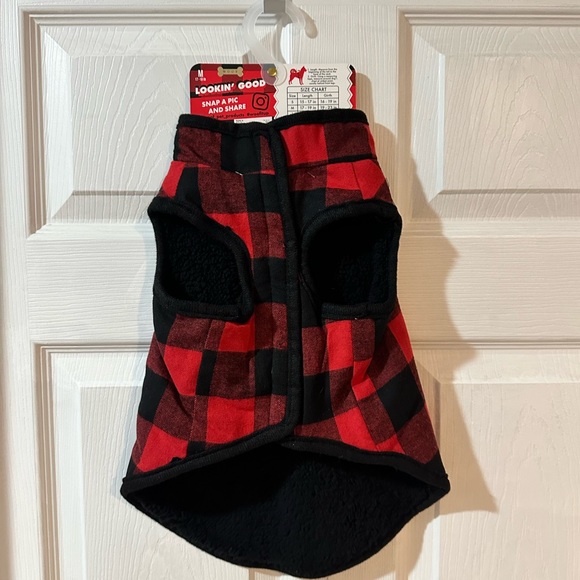 Woof Buffalo Check Pet Jacket - Medium - red/black checkered NWT - Picture 8 of 9